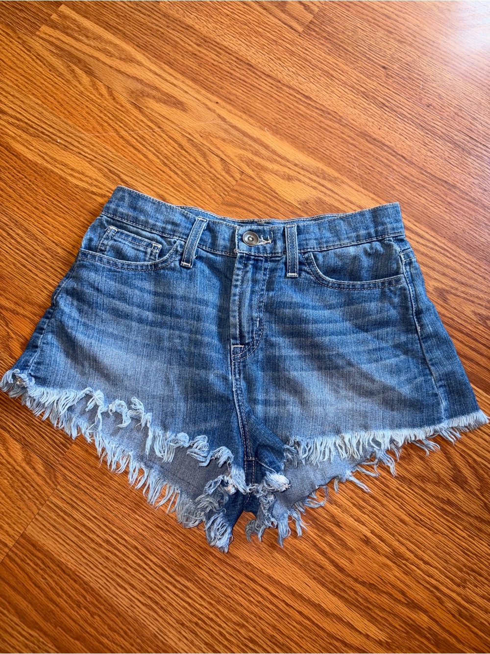 Vintage guess High-Rise Frayed Hem Denim mini Shorts